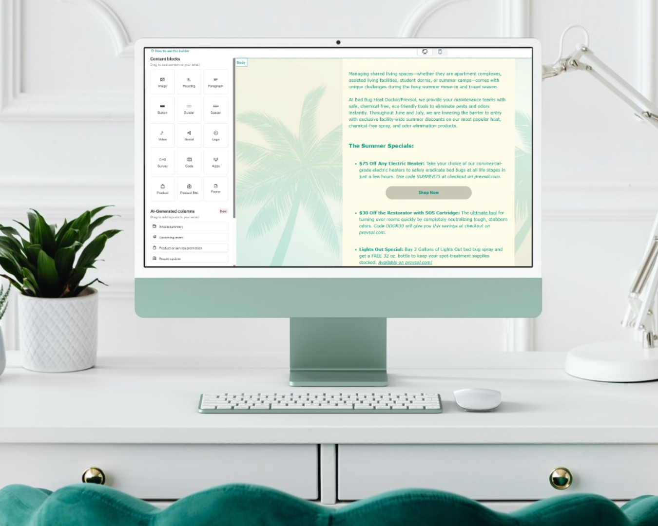 Branded email templates, campaign setup, and email workflow